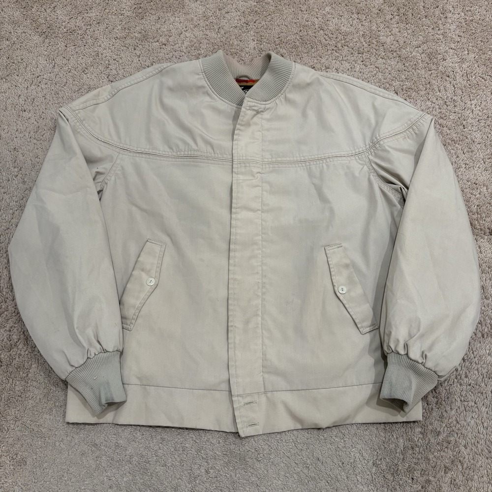 Vintage 70s Sears Outerwear Harrington Jacket Men's Large Beige Plaid Lined